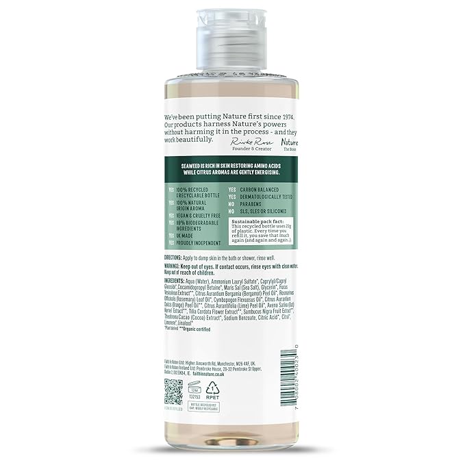 Faith In Nature Seaweed &amp Citrus Shower Gel &amp Foam Bath 13.5 Oz