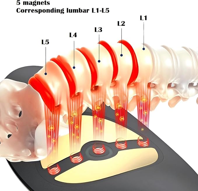 Upgraded Lumbar Massage - Electric Heated Lumbar Massager for Relief of Lower Back Pain 26° Oscillating Lumbar Traction Massager Heating Vibrating and Adjustable Back Stretcher