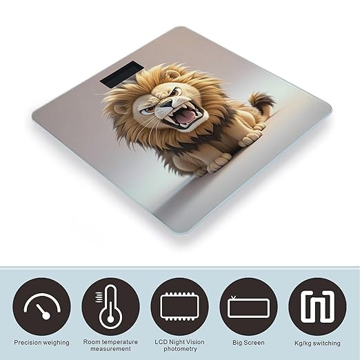 Lion Scale for Body Weight Accurate Digital Bathroom Scale Toughened Glass High Precision Scales Smart Weight Scales with Large LCD Backlight Display Weighing Machine