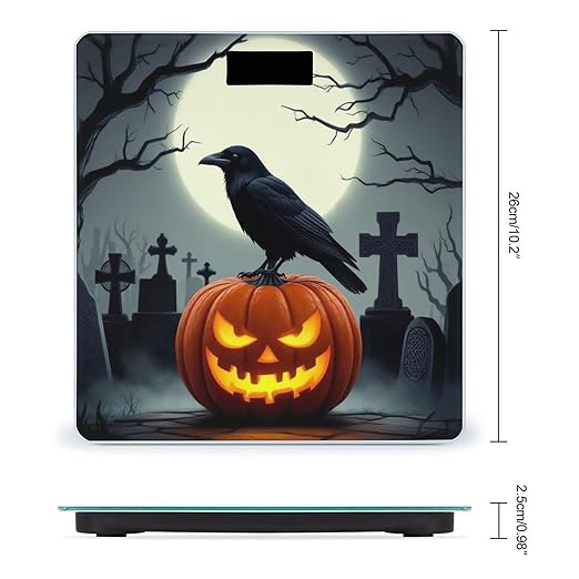 Digital Bathroom Weighing Scale Energy Saving Scale Smart Scale for Body Weight Halloween Full Moon Evil Pumpkin Raven Pattern