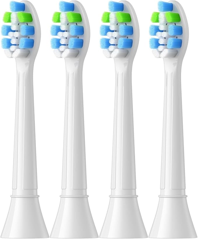 Replacement Toothbrush HeadsCompatible for Phips Electric Brush Head 4100 6500 6100 7500 5300(4pcs Blue-White)