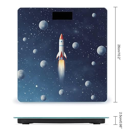 Rocket in Space Scale for Body Weight High Precision Digital Weight Scales with LCD Display Anti-Slip Sturdy Slim Tempered Glass Bathroom Scale for Home Use