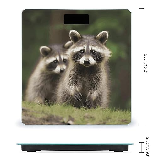 Cute Raccoon Weight Scale Digital Electronic Scales Bathroom Scale Larg LCD Backlight Display High Precision MeasurementsTempered Glass