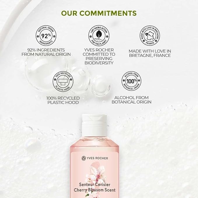 Yves Rocher Cherry Blossom Bloom Perfumed Shower Gel Nourishing Moisturizing Body - 200 ml./6.7 fl.oz. Set of 2 Best Gift Kit