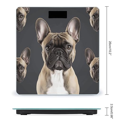 French Bulldog Weight Scale for Body Weight Digital Bathroom Scale High Capacity Accurate Digital Weighing Scales and Easy-to-Read on Backlit LCD Display Scales