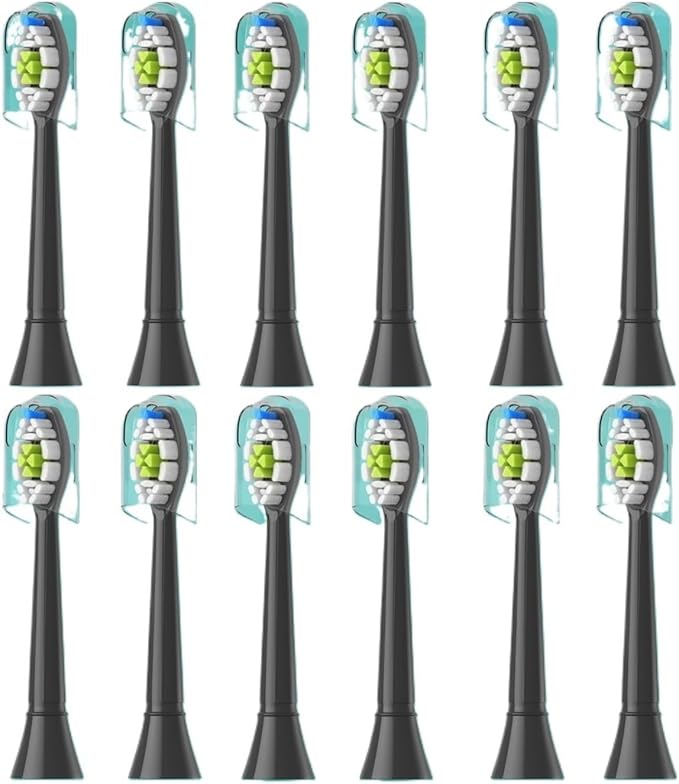 8/12pcs Replacement Toothbrush Heads Compatible for Philips Sonicare Electric Brush Head 4100 6500 6100 7500 5(12pcs Black)