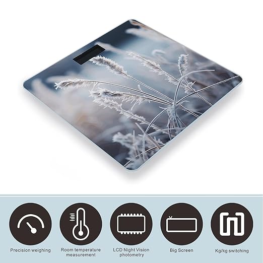 Frost Grass Scale for Body Weight Precision Bathroom Weighing Scales with Back Lit LCD Display Sturdy Tempered Glass Body Weight Scales Digital Bathroom Scale 400lb