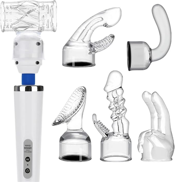 6Pcs Massage Gun Magic Wand Attachments Accessories Massage Stick Headgear Wand Caps Couples Adult Toys Funy fit for Hitachi Mini Magic Wand Inner Diameter 1.77 inch