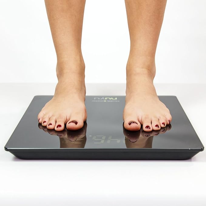 Health o meter nuyu Wireless Connected Scale with Auto Pairing BMI Tracking and Disappearing LED Screen Black