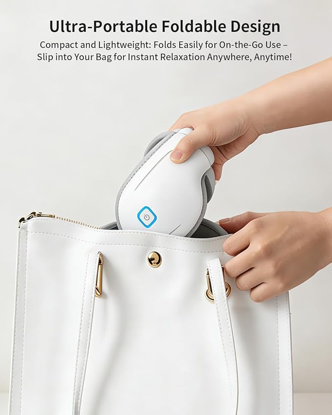 Eye Massager with Heat and Compression - Classic White Heated Eye Mask with Vibration Bluetooth Music 6 Modes Rechargeable 1200mAh Battery for Eye Strain Dry Eyes Migraines Relief