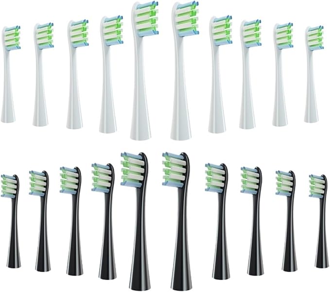 20pcs Brush Head ReplacementCompatible for Oclean X/X PRO/ Z1 Toothbrush Soft Bristle Brushes Replaceable(10 White 10 Black)