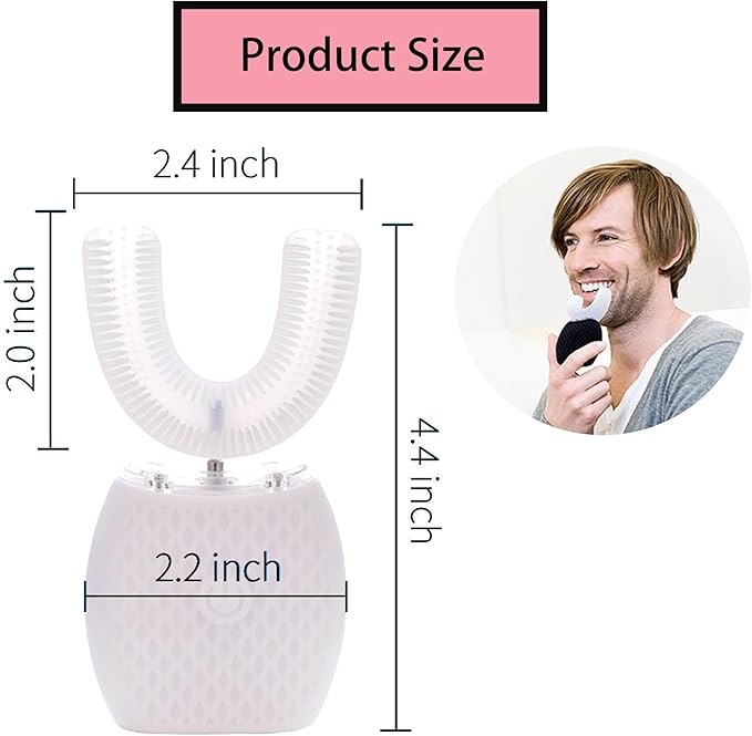 Ultrasonic Toothbrush for Adults - Automatic Electric Toothbrush with Soft Bristles &amp 30s Timer Rechargeable Portable Design with Wireless Charging Waterproof &amp Washable for Travel &amp Home
