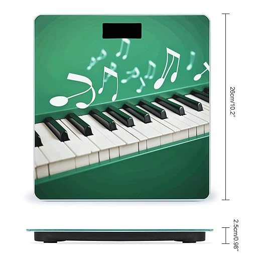 Green and White Piano Keys Weight ScaleClear LED Display Bathroom Digital Weighing ScaleTempered Glass Digital Bathroom Scale for Body Weight Capacity Up to 400 Lbs