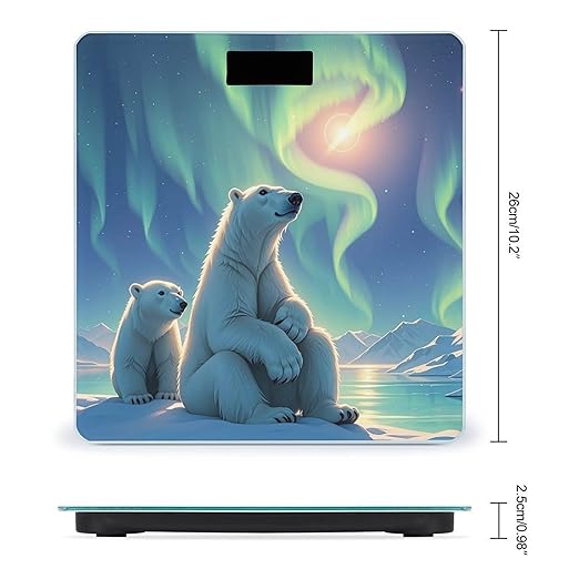 Polar Bears &amp Northern Lights Smart Scale for Body Weight Accurate Bathroom Scale with LED Display Digital Weight Scales Weighing Machine High Precision Scales for Bath Home