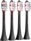 BioLight Illume Sonic Toothbrush Replacement Heads 4-Pack Red &amp Blue LED Bristle Heads Medical-Grade Soft Bristles Snap-On Fit for Illume Sonic Toothbrush BPA-Free - Black