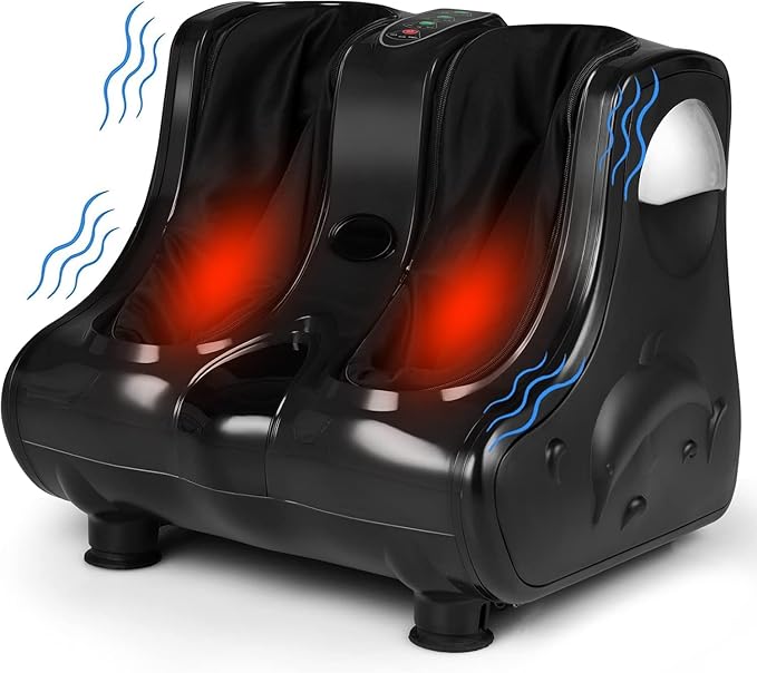 MEDIMALL Foot and Calf Massager Electric Foot Massager Fatigue Feet Shiatsu Foot Massager with VibrationDeep Kneading Vibration Rolling Leg Massager for Pain Relief (Black)
