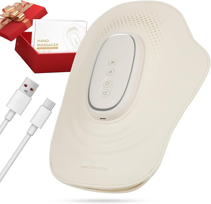 Hand Massager with Heat| Lightweight Cordless Hand Massager| Long Lasting Battery| Full-Hand &amp Wrist Coverage| Designed for Daily Comfort at Office Home Travel (Standard)