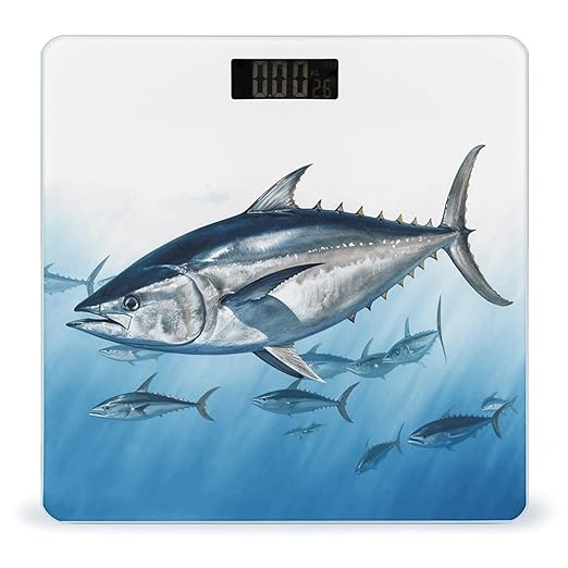 Bluefin Tuna Thunnus Scale for Body Weight Safe Rounded Corners Tempered Glass Digital Bathroom Scale LED Display 400lb Capacity Weight Scales with High Precision Sensors