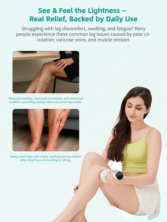Leg Massager for Circulation and Pain Relief Lymphatic Drainage &amp Varicose Veins Support - Calf Foot &amp Knee Massager with SoothingPulse Heat Light &amp Vibration