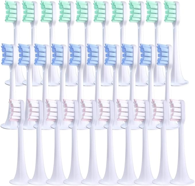 Brush HeadsCompatible for T300/T500 10Pcs Replacement Toothbrush Nozzles Clean Protect Soft(10pcsGreen)