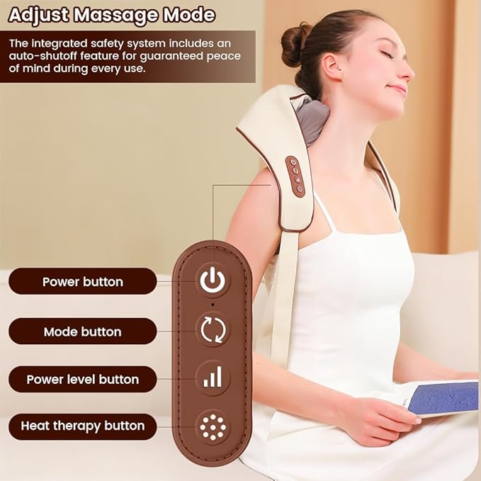 Neck and Shoulder Massager with Heat 6D Shiatsu Deep Tissue Massager for Pain Relief Cordless Kneading Massager for Muscle Soreness in Back Leg &amp Shoulder