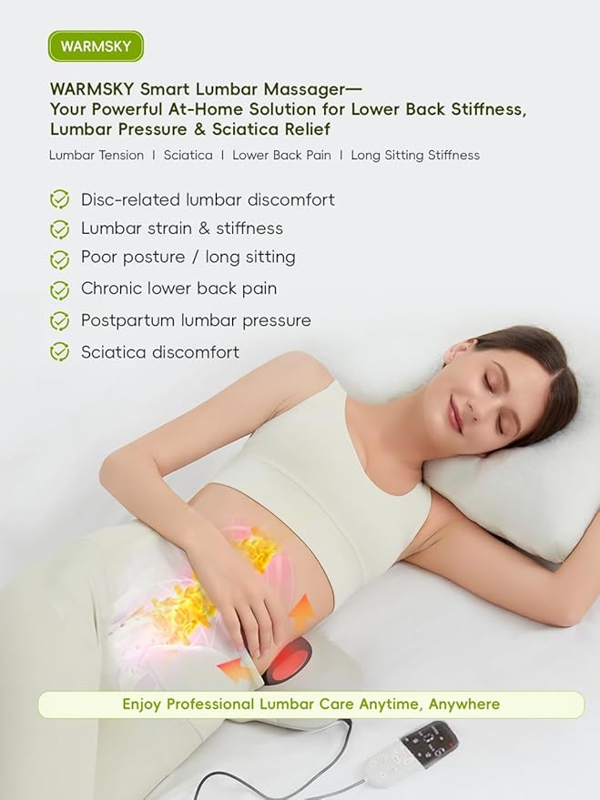 Smart Lower Back Massager with Soothing Warm Therapy &amp Air Traction – Spinal Decompression Device for Sciatica Relief Lumbar Pressure &amp Stiffness Gray