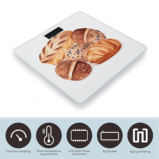Painted BreadScale for Body Weight with LCD High Precision Weighing Scales Fashion Sturdy Tempered Glass Weight Scales Easy-to-Read Digital Bathroom Scale for Daily 400lb