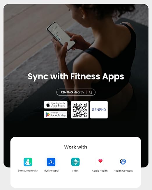 RENPHO Scale for Body Weight Smart Scale with BMI Body Fat Muscle Mass Bluetooth 13 Metrics with Large Display Support App Connection Black Elis 2X