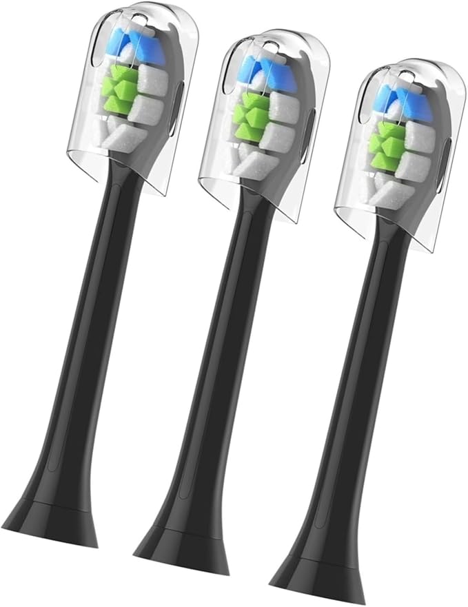 Soft Replacement Electric Toothbrush Heads Compatible for Philips HX9150 HX9160 HX9172 HX9192 HX6810 HX6817 Simple and Easy to Use(Black X3pcs)