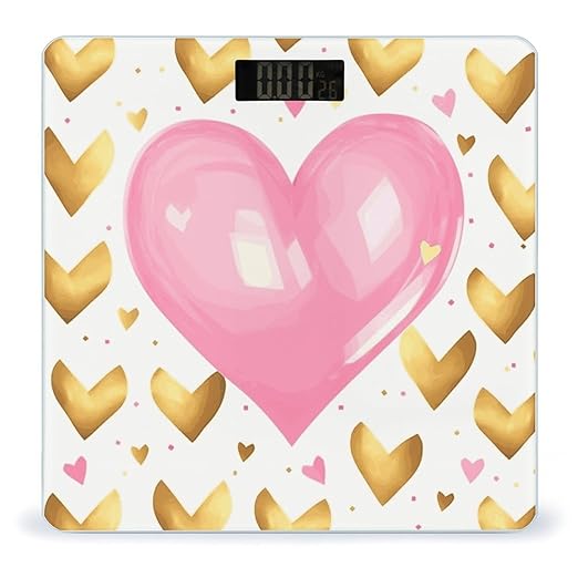 Gold Pink Heart Weight Scale Digital Electronic Scales Bathroom Scale Larg LCD Backlight Display High Precision MeasurementsTempered Glass
