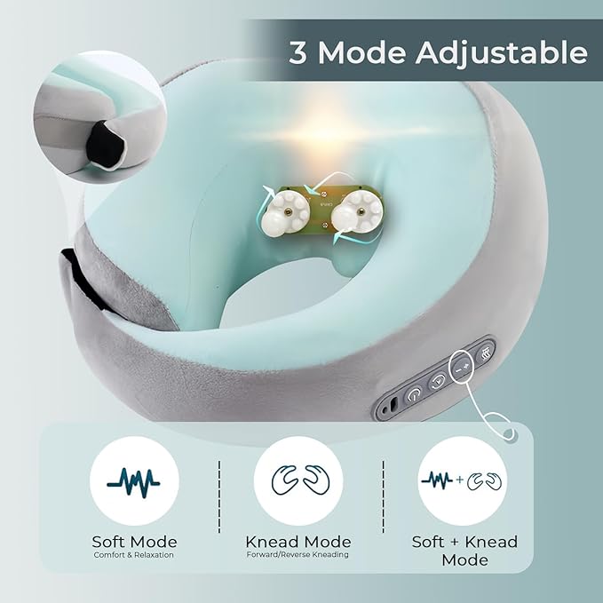 Neck Massager with Heat - Deep Tissue Neck Pain Relief U-Shape Design Electric Massager Pillow for Travel Office Home Shiatsu Neck Massager Gifts for Men Women Dad Mom Pink
