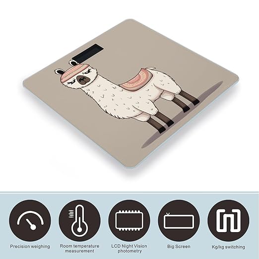 No Drama Llama Weight Scale Digital Electronic Scales Bathroom Scale Larg LCD Backlight Display High Precisio MeasurementsTempered Glass