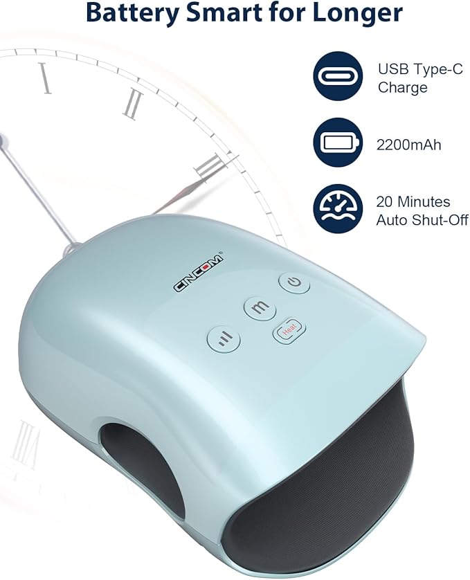 CINCOM Gifts for WomenHand Massager with Heat and Compression for ArthritisPain Relief &amp Finger Numbness(Blue)