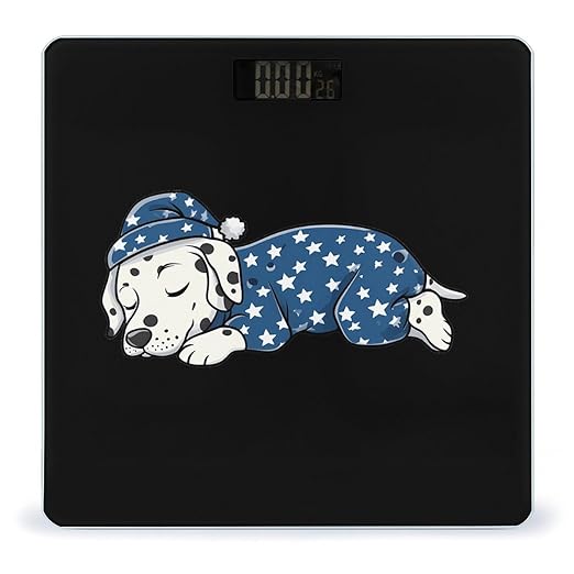 Sleeping Dalmatian Dog Digital Bathroom Scale for Body Weight Lighted LCD Display Round Corner