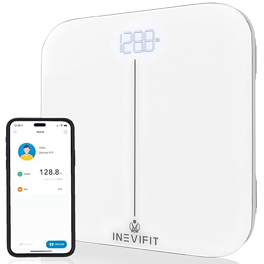 INEVIFIT Smart Bathroom Scale &amp Digital Kitchen Scale Fitness Bundle Complete Body Composition and Nutrition Tracking Solution with Batteries Included