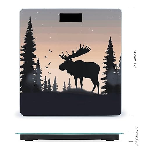 Digital Bathroom Scale for Body Weight Scale with Bright LCD Display High Accuracy Step-On Technology Auto On/Off Moose Mountain Pine Tree Wilderness Digital Scales 400 Lbs /180kg