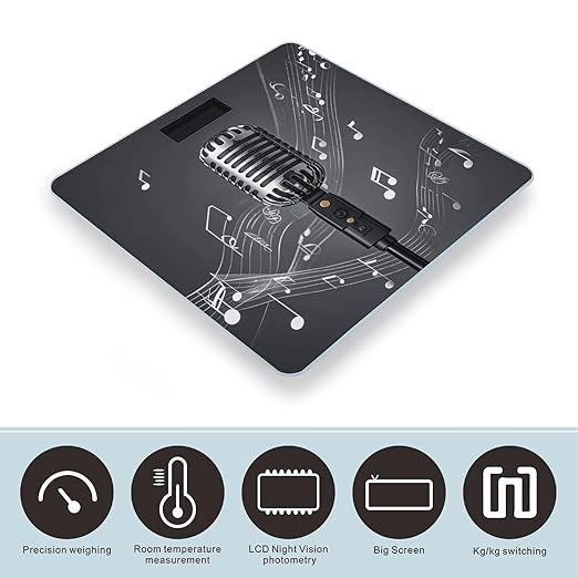 Digital Bathroom Scale for Body Weight Scale with Bright LCD Display High Accuracy Step-On Technology Auto On/Off Microphone with Music Notes Digital Scales 400 Lbs /180kg