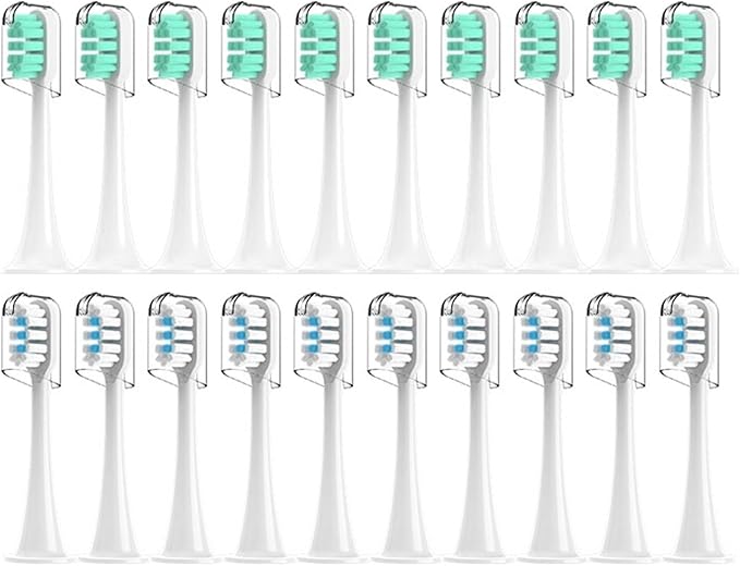 Compatible for T300/T500/T700 Electric Toothbrush Heads Refill 4/20Pcs(10White10Green)