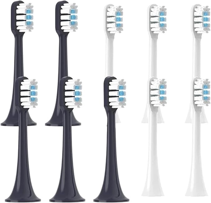 Replacement Toothbrush HeadsCompatible for MIJIA T301/T302/T501 Sonic Electric Tooth Brush Bristle Nozzles with Vacuum Packaging(5 White 5 Blue)
