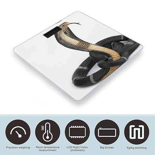 Cobra Snake Scale for Body Weight Anti-Slip Sturdy Tempered Glass Weighing Machine Highly Digital Accurate Bright LCD Bathroom Scale for Household Gift