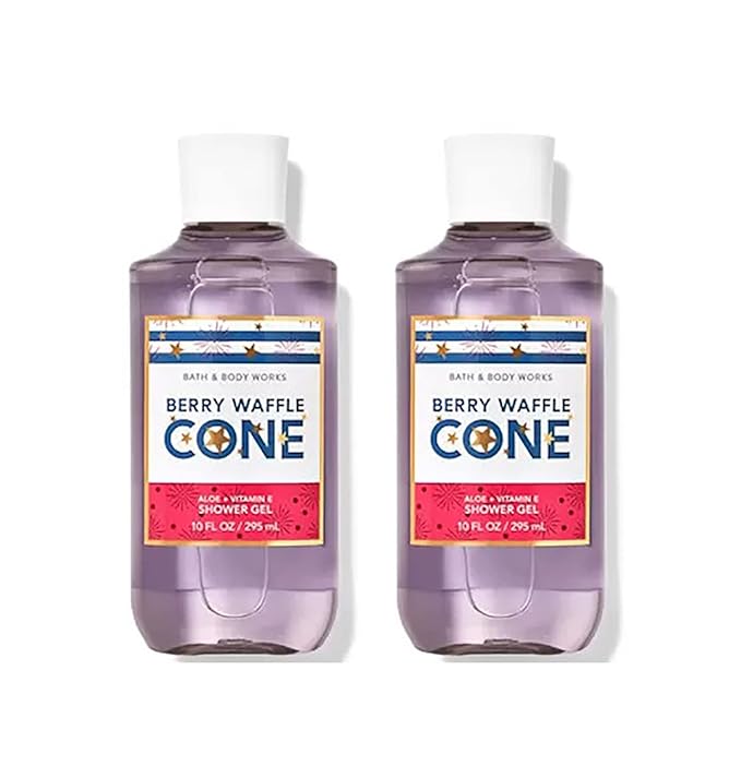 Bath &amp Body Works Berry Waffle Cone Shower Gel Gift Sets 1Oz 2 Pack (Berry Cone) 20 Fl Oz