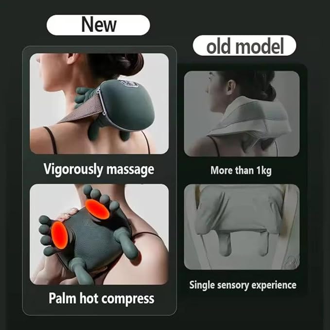 Neck Massager Bionic Heated Massager Portable Shiatsu Neck and Back Massager Electric Deep Tissue 4D Kneading Massage Simulated Human Hand Design for Pain Relief and Muscle Relax (Green)