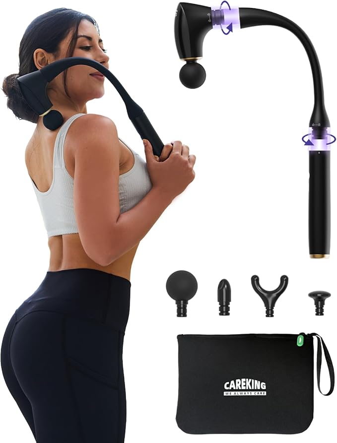 2-in-1 Detachable Percussion Massage Gun with Extension Handle Back Massager for Pain Relief Deep Tissue Muscle Massager for Arm Shoulder Lower Back Thigh Waist Gifts for Women  FSA-HSA Eligible