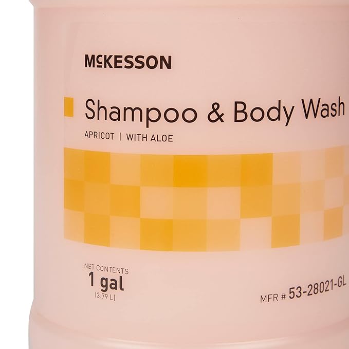McKesson Body Wash and Shampoo - 1  Gallon Bulk Refill Full Body Wash with Aloe Apricot Scent - Sensitive Skin &amp Hair 2‑in‑1