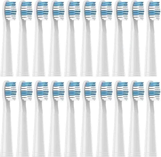 Replacement Brush HeadsCompatible for Seago Electric Toothbrushes E1-9/SG2303/SG575 Vacuum Packing(20pcs White)