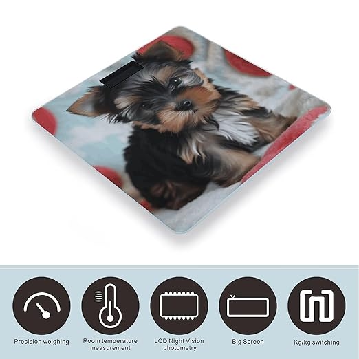 Yorkie Puppy Weight Scale for Body Weight Digital Bathroom Scale High Capacity Accurate Digital Weighing Scales and Easy-to-Read on Backlit LCD Display Scales