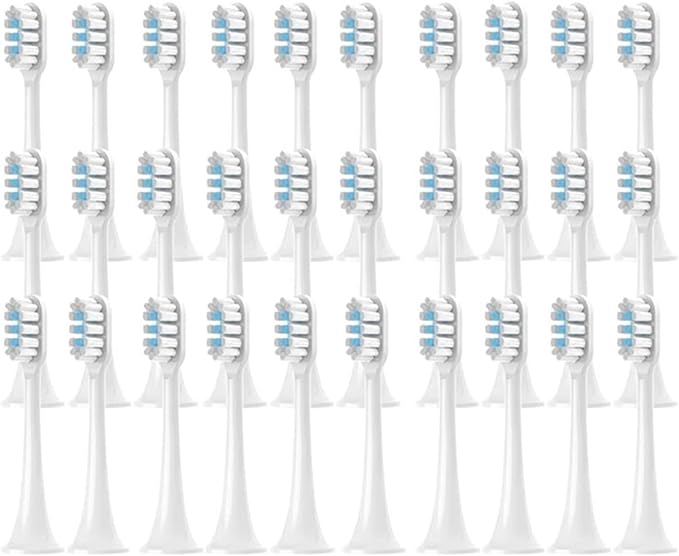 Compatible for XIAOMI MIJIA T300 Replacement Toothbrush Sonic Electric Vacuum Brush Heads 4/8/12/16PCS(T300White Blue-30pcs)