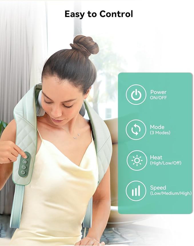 Snailax Cordless Neck Shoulder Massager with Heat 4D Deep Tissue Kneading Shiatsu Back Massager Pillow for Neck Shoulder Christmas Gifts for Men Women