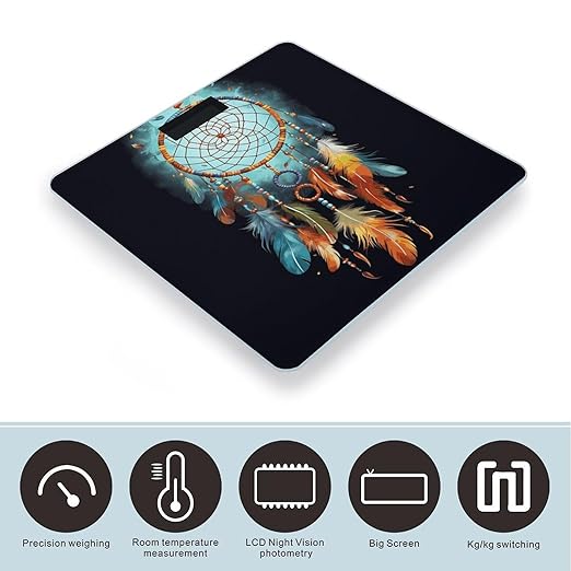 Feathers Dream Catcher Bathroom ScaleHighly Accurate Digital Weighing Machine for People Bright LED Display Weight Scale for The Aldult Home Use