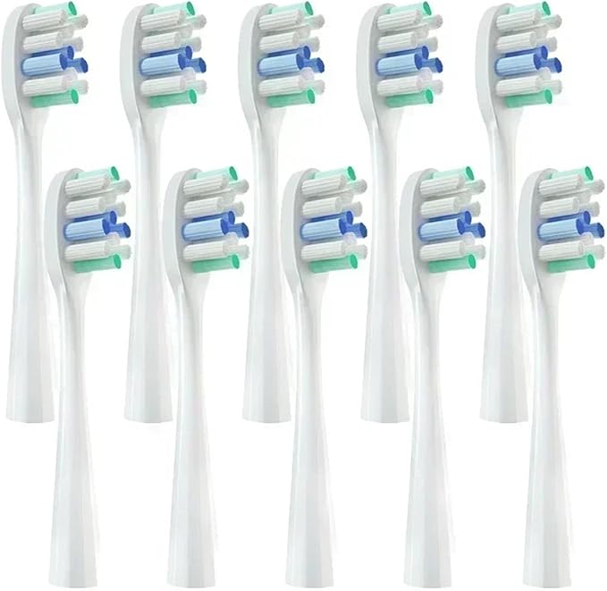 ReplacementCompatible for Usmile Y1/U1/U2 Toothbrush Heads Pink Smart Electric Tooth Clean Brush Nozzles 4/10Pcs/Set(10WhiteBlueR)